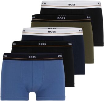 BOSS Essential Trunk Boxershorts Heren (5-pack) blauw - zwart - groen - S