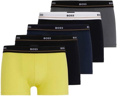 BOSS Essential Trunk Boxershorts Heren (5-pack) geel - zwart - donkerblauw - grijs - S