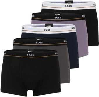 BOSS Essential Trunk Boxershorts Heren (5-pack) zwart - grijs - paars - S
