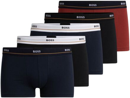BOSS Essential Trunk Boxershorts Heren (5-pack) zwart - navy - rood - wit - L