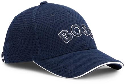 BOSS Geborduurde Logo Pique Baseball Cap (Donkerblauw) - One Size