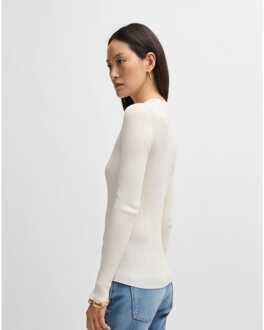 BOSS Gebreide Boss Feskiera trui voor dames in wit - S