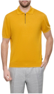 BOSS Gele Zip Polo Shirt Linnen Boss , Yellow , Heren - L,M,S