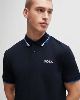 Boss Green Paddy Pro Heren Katoenmix Poloshirt Met Contrast Logo NOS Donkerblauw - XL