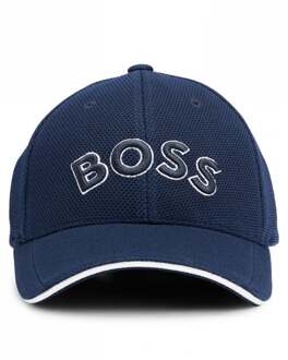Boss Green Pet-US Heren Logo-Geborduurde Pet van Geweven Piqué NOS Donkerblauw