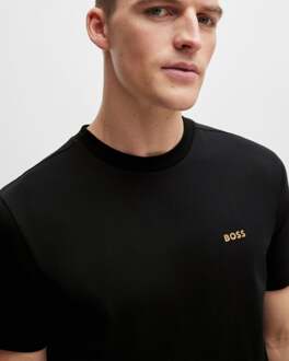Boss Green T-shirt Heren Stretch Katoen met Contrast Logo NOS Zwart