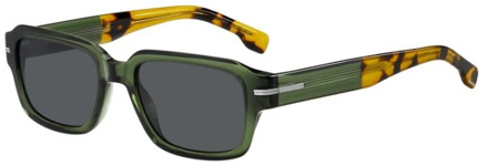 BOSS Groene Havana zonnebril met grijze lenzen Boss , Green , Unisex - 53 MM