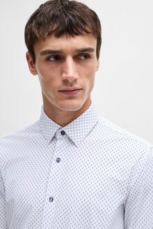 BOSS Hank Overhemd Stretch Print Wit - 39