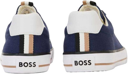 BOSS Heren Aiden Leren Tennistrainers (Donkerblauw) - maat