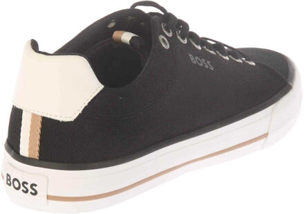 BOSS Heren Aiden Leren Tennistrainers (Zwart) - maat EU 39/ UK 6