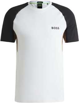 BOSS Heren Boss Active Colour Blocked T-shirt in Wit - maat