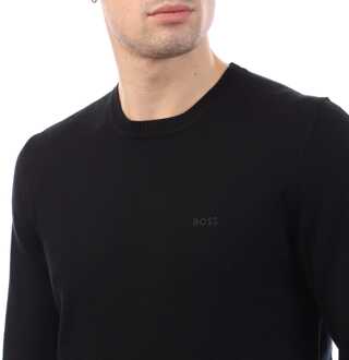 BOSS Heren Boss Bagritte-E Extra-Fine Merino Trui in Zwart - maat