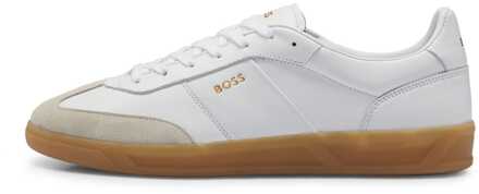 BOSS Heren Boss Brandon in wit suède en leer - maat EU 47.5 / UK 12