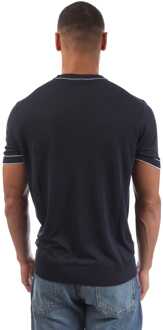 BOSS Heren Boss H-Jiovanni Sweater met korte mouwen en tip in blauw - maat M