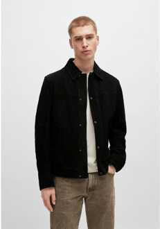 BOSS Heren Boss Jomister Suede Bomberjack in Zwart