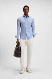 BOSS Heren Boss L-Hays Slim Fit Linnen overhemd in Turquoise