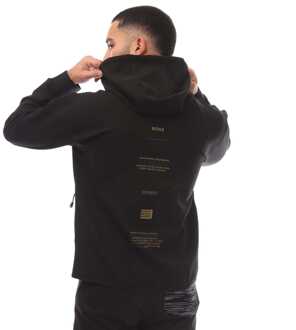 BOSS Heren Boss Printed Artwork Zip-Up Hoodie in Zwart