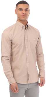 BOSS Heren Boss S-ROAN overhemd in beige - maat