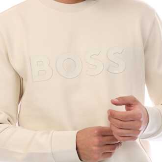 BOSS Heren Boss Salbo Stretch Sweatshirt met Sandwich Logo in Wit - maat L