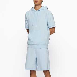BOSS Heren Boss Sealy 09 Sweatshirt met korte mouwen en capuchon in lichtblauw
