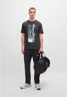 BOSS Heren Boss Seizoensgebonden Kunstwerk T-shirt in Charcoal Houtskool - M