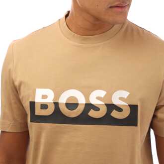 BOSS Heren Boss Tiburt 42 T-shirt in Beige - maat M