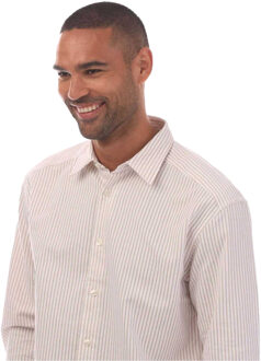 BOSS Heren C-Cole Stripe Overhemd (Wit/Lichtroze) - M