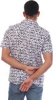 BOSS Heren Ellino Overhemd Met Korte Mouwen (Paars) - 2XL