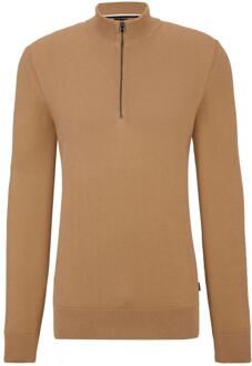 BOSS Heren Embrando-P Kwart Zip Sweater Top (Beige) - 2XL