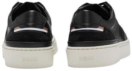 BOSS Heren Gary Leren Tennisschoenen (Zwart/Wit) - maat EU 39/ UK 6
