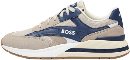 BOSS Heren Kurt Leren Hardlooptrainers (Beige) - maat