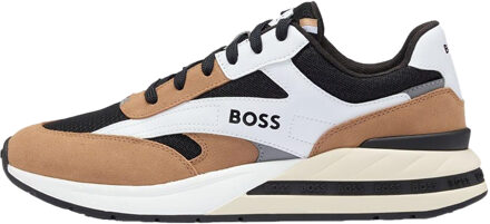 BOSS Heren Kurt Leren Hardlooptrainers (Bruin) - maat