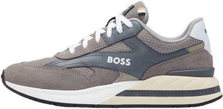 BOSS Heren Kurt Leren Hardlooptrainers (Grijs) - EU 39/ UK 6