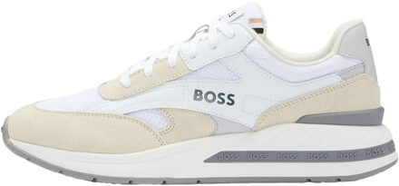 BOSS Heren Kurt Leren Hardlooptrainers (Wit) - maat