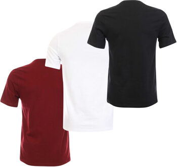 BOSS Heren Logo T-shirt (Set van 3) (Zwart, Wit, Maroon) - maat Veelkleurig