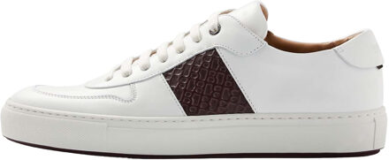 BOSS Heren Mirage Leren Tennistrainers (Wit/bruin) - maat