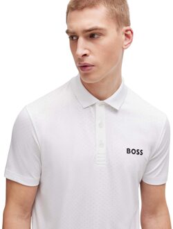 BOSS Heren Paddy Tech Contrast Logo Poloshirt (Wit) - 3XL