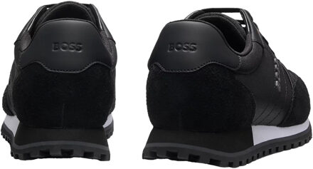 BOSS Heren Parkour Leren Hardloopschoenen (Zwart, Wit)