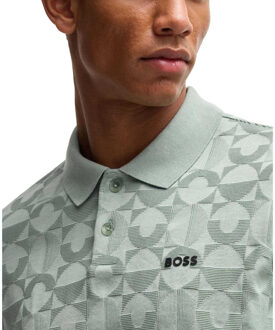 BOSS Heren Pirax Cirkel Jacquard Poloshirt (Groen) - S