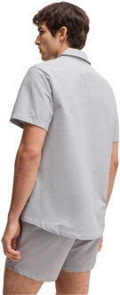 BOSS Heren Strandshirt met Fluweelvis Streep (Marine) Navy