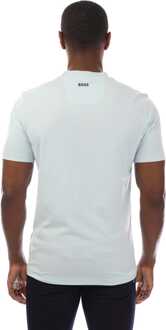 BOSS Heren T-shirt met kraag en Boss logo in blauw