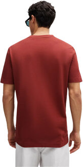 BOSS Heren Tiburt Bubble Structuur Jacquard T-Shirt (Bruin) - L