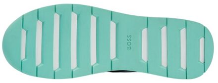 BOSS Heren Titanium Leren Hardlooptrainers (Blauw) - maat