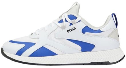 BOSS Heren Titanium Leren Hardlooptrainers (Wit) - maat