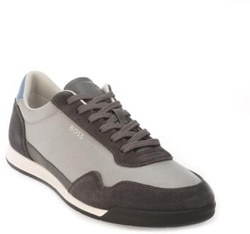 BOSS Heren Titanium Leren Trainers (Grijs)