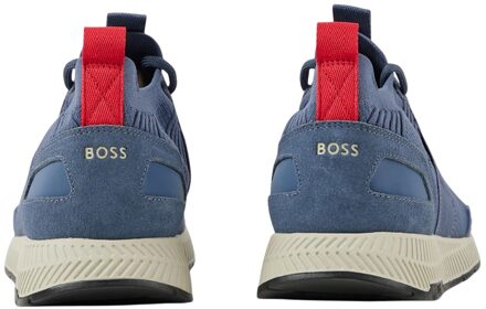 BOSS Heren Titanium Suede Paneel Hardlooptrainers (Blauw)
