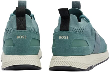 BOSS Heren Titanium Suede Paneel Hardlooptrainers (Groen)