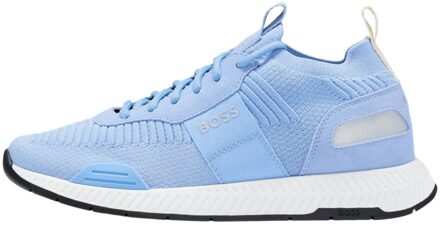 BOSS Heren Titanium Suede Paneel Hardlooptrainers (Lichtblauw) - EU 39/ UK 6