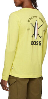 BOSS Heren Tyrec T-shirt met lange mouwen (Geel) - maat