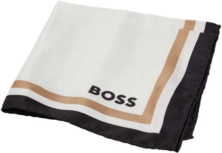 BOSS Heren Zijden Zakdoek (Wit/Zwart/Goud)